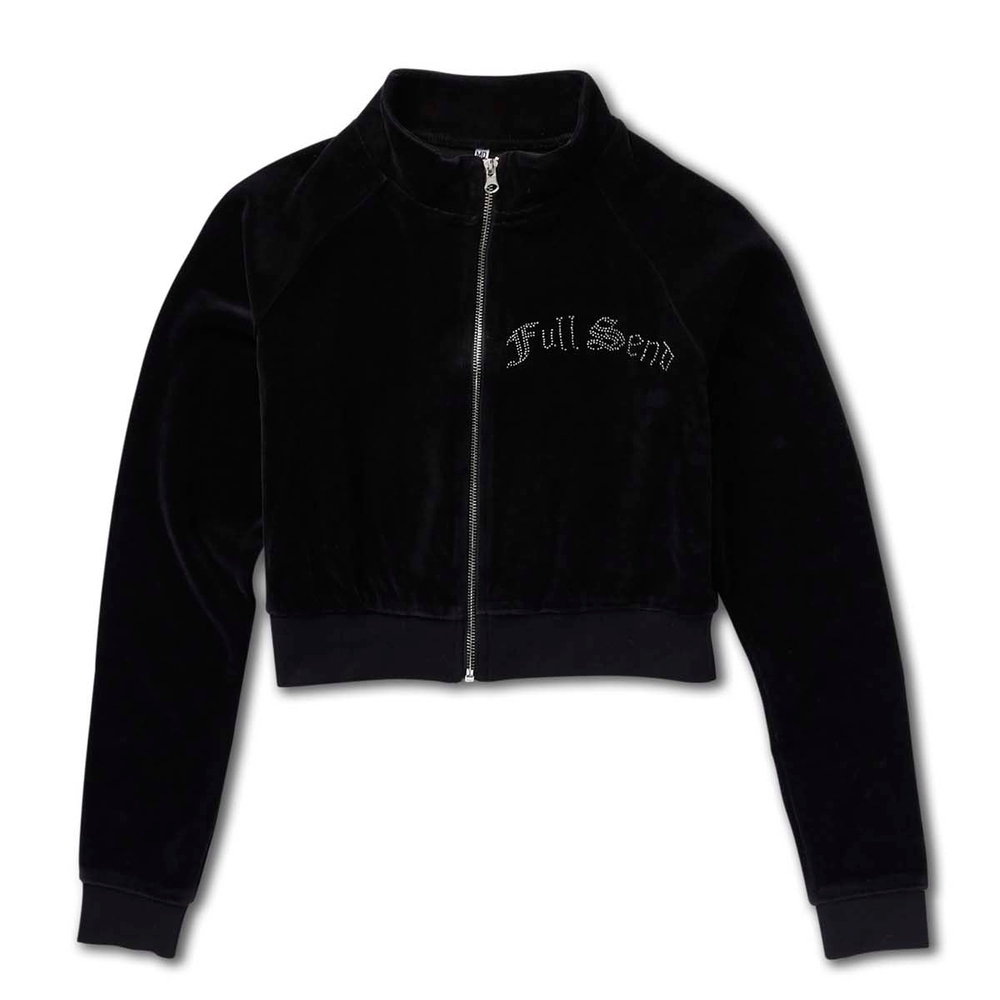 Full Send Women's Black Velvet Cropped Hoodie